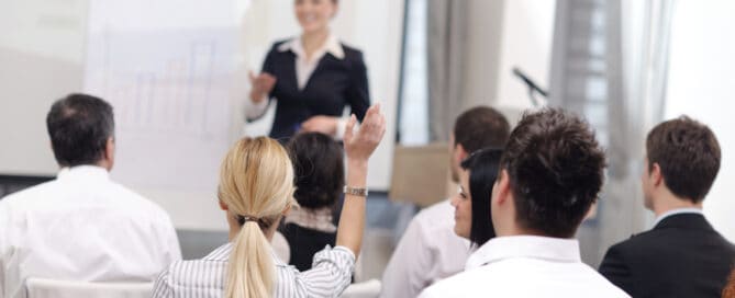 business woman giving presentation